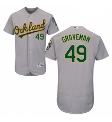 Mens Majestic Oakland Athletics 49 Kendall Graveman Grey Flexbase Authentic Collection MLB Jersey