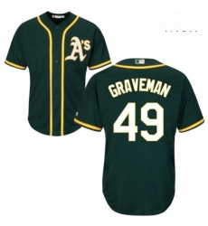 Mens Majestic Oakland Athletics 49 Kendall Graveman Replica Green Alternate 1 Cool Base MLB Jersey 