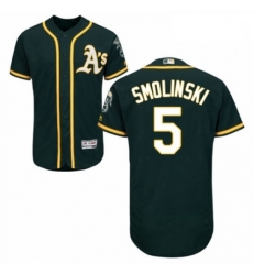 Mens Majestic Oakland Athletics 5 Jake Smolinski Green Alternate Flex Base Authentic Collection MLB Jersey 