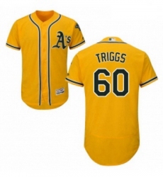 Mens Majestic Oakland Athletics 60 Andrew Triggs Gold Flexbase Authentic Collection MLB Jersey