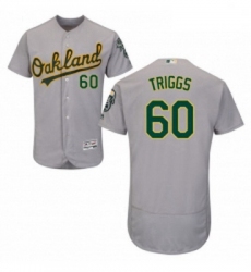 Mens Majestic Oakland Athletics 60 Andrew Triggs Grey Flexbase Authentic Collection MLB Jersey