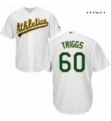 Mens Majestic Oakland Athletics 60 Andrew Triggs Replica White Home Cool Base MLB Jersey 