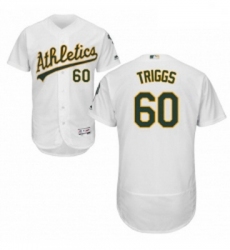 Mens Majestic Oakland Athletics 60 Andrew Triggs White Flexbase Authentic Collection MLB Jersey