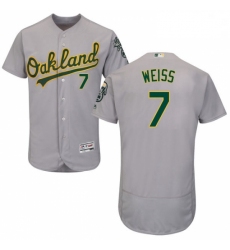 Mens Majestic Oakland Athletics 7 Walt Weiss Grey Road Flex Base Authentic Collection MLB Jersey