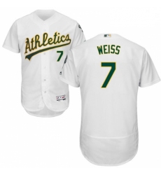 Mens Majestic Oakland Athletics 7 Walt Weiss White Home Flex Base Authentic Collection MLB Jersey