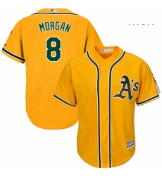 Mens Majestic Oakland Athletics 8 Joe Morgan Replica Gold Alternate 2 Cool Base MLB Jersey