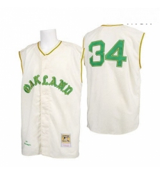 Mens Mitchell and Ness 1968 Oakland Athletics 34 Rollie Fingers Authentic Cream Throwback MLB Jersey