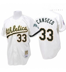 Mens Mitchell and Ness Oakland Athletics 33 Jose Canseco Authentic White Throwback MLB Jersey