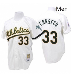 Mens Mitchell and Ness Oakland Athletics 33 Jose Canseco Replica White Throwback MLB Jersey