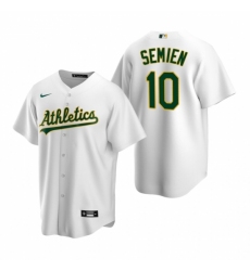Mens Nike Oakland Athletics 10 Marcus Semien White Home Stitched Baseball Jerse