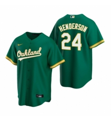 Mens Nike Oakland Athletics 24 Rickey Henderson Green Alternate Stitched Baseball Jerse