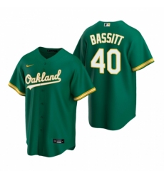 Mens Nike Oakland Athletics 40 Chris Bassitt Green Alternate Stitched Baseball Jersey