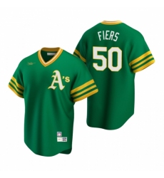 Mens Nike Oakland Athletics 50 Mike Fiers Kelly Green Cooperstown Collection Road Stitched Baseball Jersey