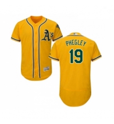 Mens Oakland Athletics 19 Josh Phegley Gold Alternate Flex Base Authentic Collection Baseball Jersey