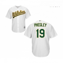 Mens Oakland Athletics 19 Josh Phegley Replica White Home Cool Base Baseball Jersey 