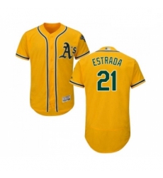 Mens Oakland Athletics 21 Marco Estrada Gold Alternate Flex Base Authentic Collection Baseball Jersey