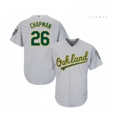 Mens Oakland Athletics 26 Matt Chapman Replica Grey Road Cool Base Baseball Jersey 