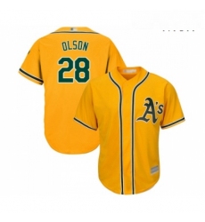 Mens Oakland Athletics 28 Matt Olson Replica Gold Alternate 2 Cool Base Baseball Jersey 