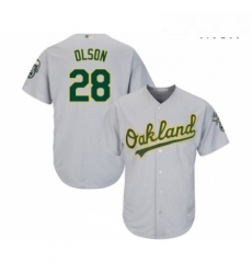 Mens Oakland Athletics 28 Matt Olson Replica Grey Road Cool Base Baseball Jersey 