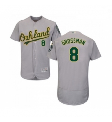 Mens Oakland Athletics 8 Robbie Grossman Grey Road Flex Base Authentic Collection Baseball Jersey