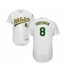 Mens Oakland Athletics 8 Robbie Grossman White Home Flex Base Authentic Collection Baseball Jersey