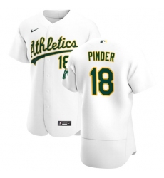 Oakland Athletics 18 Chad Pinder Men Nike White Home 2020 Authentic Player MLB Jersey