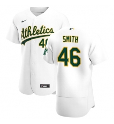 Oakland Athletics 46 Burch Smith Men Nike White Home 2020 Authentic Player MLB Jersey