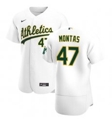 Oakland Athletics 47 Frankie Montas Men Nike White Home 2020 Authentic Player MLB Jersey
