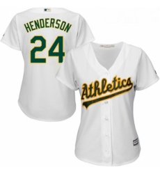 Womens Majestic Oakland Athletics 24 Rickey Henderson Authentic White Home Cool Base MLB Jersey
