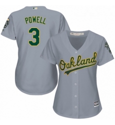 Womens Majestic Oakland Athletics 3 Boog Powell Authentic Grey Road Cool Base MLB Jersey 
