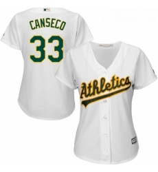 Womens Majestic Oakland Athletics 33 Jose Canseco Authentic White Home Cool Base MLB Jersey