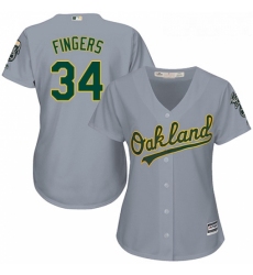 Womens Majestic Oakland Athletics 34 Rollie Fingers Replica Grey Road Cool Base MLB Jersey