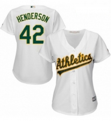 Womens Majestic Oakland Athletics 42 Dave Henderson Replica White Home Cool Base MLB Jersey