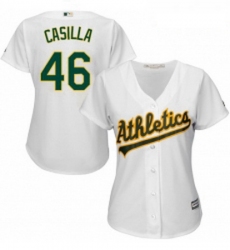 Womens Majestic Oakland Athletics 46 Santiago Casilla Replica White Home Cool Base MLB Jersey