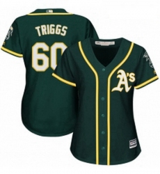 Womens Majestic Oakland Athletics 60 Andrew Triggs Replica Green Alternate 1 Cool Base MLB Jersey 