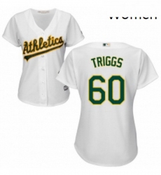 Womens Majestic Oakland Athletics 60 Andrew Triggs Replica White Home Cool Base MLB Jersey 