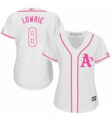Womens Majestic Oakland Athletics 8 Jed Lowrie Replica White Fashion Cool Base MLB Jersey