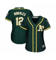 Womens Oakland Athletics 12 Kendrys Morales Replica Green Alternate 1 Cool Base Baseball Jersey 