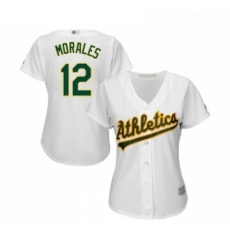 Womens Oakland Athletics 12 Kendrys Morales Replica White Home Cool Base Baseball Jersey 