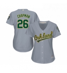 Womens Oakland Athletics 26 Matt Chapman Replica Grey Road Cool Base Baseball Jersey 