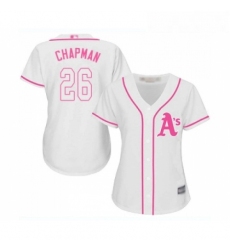 Womens Oakland Athletics 26 Matt Chapman Replica White Fashion Cool Base Baseball Jersey 