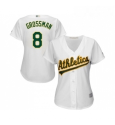 Womens Oakland Athletics 8 Robbie Grossman Replica White Home Cool Base Baseball Jersey 