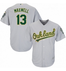 Youth Majestic Oakland Athletics 13 Bruce Maxwell Authentic Grey Road Cool Base MLB Jersey 