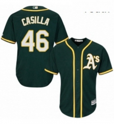 Youth Majestic Oakland Athletics 46 Santiago Casilla Authentic Green Alternate 1 Cool Base MLB Jersey