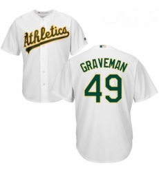 Youth Majestic Oakland Athletics 49 Kendall Graveman Authentic White Home Cool Base MLB Jersey 