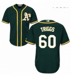 Youth Majestic Oakland Athletics 60 Andrew Triggs Authentic Green Alternate 1 Cool Base MLB Jersey 