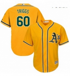 Youth Majestic Oakland Athletics 60 Andrew Triggs Replica Gold Alternate 2 Cool Base MLB Jersey 
