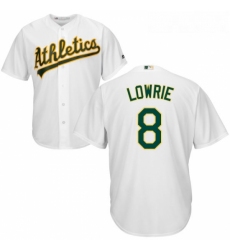 Youth Majestic Oakland Athletics 8 Jed Lowrie Replica White Home Cool Base MLB Jersey