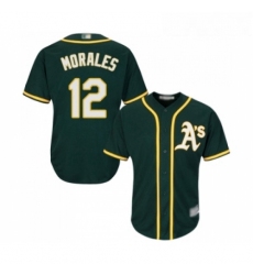 Youth Oakland Athletics 12 Kendrys Morales Replica Green Alternate 1 Cool Base Baseball Jersey 
