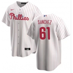 Men Nike Cristopher Sanchez White #61 Philadelphia Phillies Home Jersey